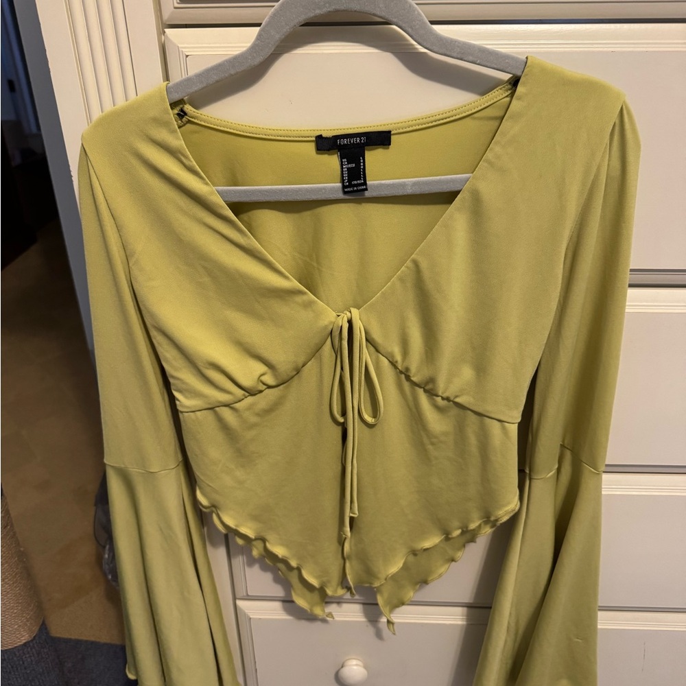 Forever 21 Light Green Bell Sleeve Blouse